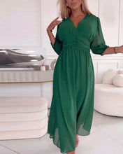 Load image into Gallery viewer, V-Neck Solid Color Waist Dress
