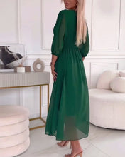 Load image into Gallery viewer, V-Neck Solid Color Waist Dress