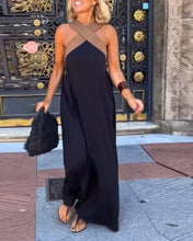 Load image into Gallery viewer, Cross Backless Contrast Color Elegant Dress