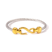Load image into Gallery viewer, Two Tone Knot Twisted Bangle