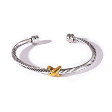 Load image into Gallery viewer, Two Tone Knot Twisted Bangle
