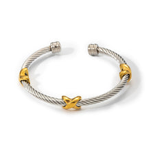Load image into Gallery viewer, Two Tone Knot Twisted Bangle