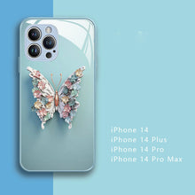 Load image into Gallery viewer, Flat 3D Butterfly Pattern Glass Cover Compatible with iPhone