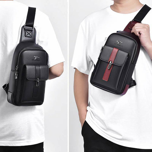 Sling Bag for Men Vintage Waterproof Leather Business Crossbody Bag