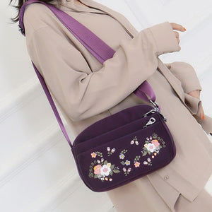 Embroidered Flower Crossbody Bag