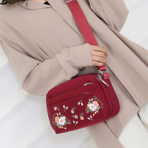 Embroidered Flower Crossbody Bag