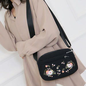 Embroidered Flower Crossbody Bag