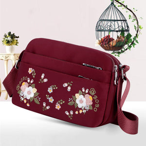 Embroidered Flower Crossbody Bag