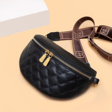 Load image into Gallery viewer, Cowhide Leather Rhombus Pattern Waist Bag