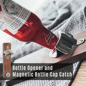 Bottle Opener and Magnetic Bottle Cap Catch
