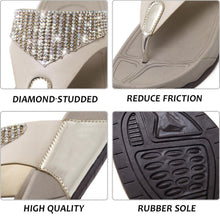 Load image into Gallery viewer, Diamond-Studded Medium Heel Flip Flops
