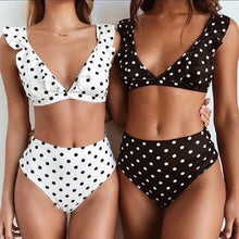 Load image into Gallery viewer, Polka Dot V Neck Swimsuit