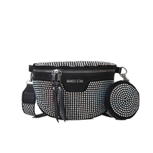 Load image into Gallery viewer, Fashion Rhinestone PU Leather Waist Bag