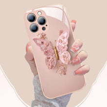 Load image into Gallery viewer, Flat 3D Butterfly Pattern Glass Cover Compatible with iPhone