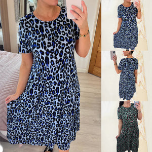 Leopard Print Tiered Midi Dress