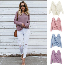 Load image into Gallery viewer, Women's Casual Cross Backless Long Batwing Sleeve Sweater