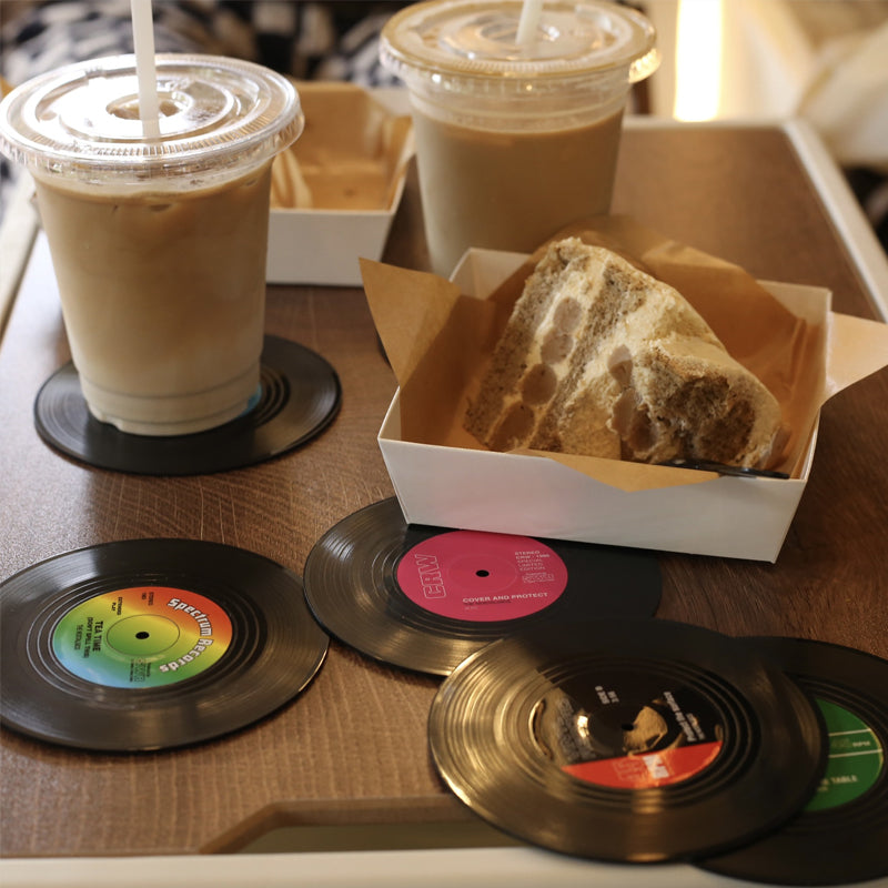 Vinyl Record Coasters with Retro Vinyl Player Holder – lifesuny
