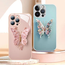 Load image into Gallery viewer, Flat 3D Butterfly Pattern Glass Cover Compatible with iPhone