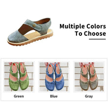 Load image into Gallery viewer, Women Round Toe Sandals Retro Button Sandals