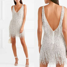 Load image into Gallery viewer, Sexy V-Neck Sleeveless Fringe Dress
