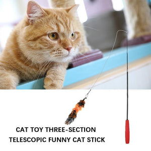 Feather Teaser Cat Toy Retractable Cat Feather Toy Wand