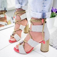 Load image into Gallery viewer, Multi-color Lace-up Heeled Sandals