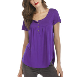 Casual Short Sleeve Button Top for Women