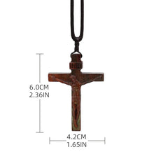 Load image into Gallery viewer, Jesus Cross Wooden Necklace