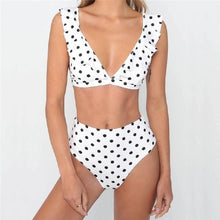 Load image into Gallery viewer, Polka Dot V Neck Swimsuit