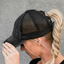 Load image into Gallery viewer, New Mesh Cross Outout Ponytail Baseball Cap