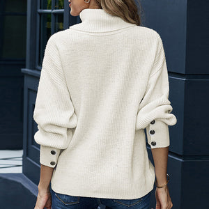 Solid Color Stand Collar Sweater