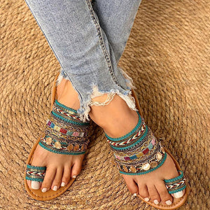 Ethnic boho style toe ring sandals