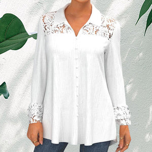 Long Sleeve Blouse with Lace Panel