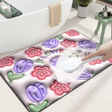 Load image into Gallery viewer, 3D flower soft diatom mud absorbent floor mat