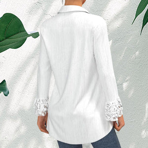 Long Sleeve Blouse with Lace Panel
