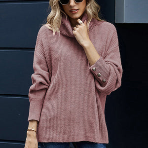 Solid Color Stand Collar Sweater