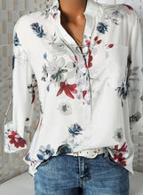 Load image into Gallery viewer, Floral Casual Stand Collar Long Sleeve Blouses