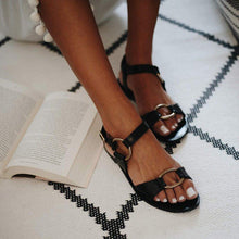 Load image into Gallery viewer, Buckle Flat Heel Sandals