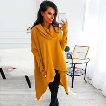 Load image into Gallery viewer, Solid Color Long-Sleeved Irregular Hooded Sweater