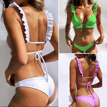 Load image into Gallery viewer, Ruffled split strap swimsuit