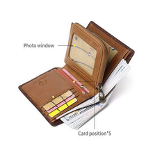 Load image into Gallery viewer, Men's Leather Bifold Wallet with Anti-theft RFID Blocking