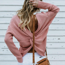 Load image into Gallery viewer, Women's Casual Cross Backless Long Batwing Sleeve Sweater