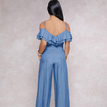 Load image into Gallery viewer, Sling Low-cut Ruffled Wide-leg Jumpsuit