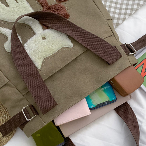 Large Capacity Cat Printing Canvas Shoulder Bag