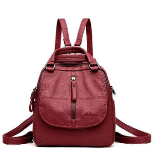 Fashion Leather Multipurpose Backpack Shoulder Handbag