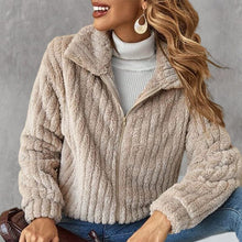 Load image into Gallery viewer, Cropped Plush Cardigan With Lapels
