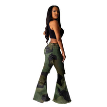 Load image into Gallery viewer, Camouflage Print Hole Flared Pants