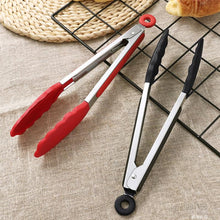 Load image into Gallery viewer, Stainless Steel Food Tongs with Silicone Tips