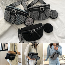 Load image into Gallery viewer, Fashion Rhinestone PU Leather Waist Bag