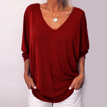 Load image into Gallery viewer, 3/4 Sleeve Back Buttons V Neck Tops